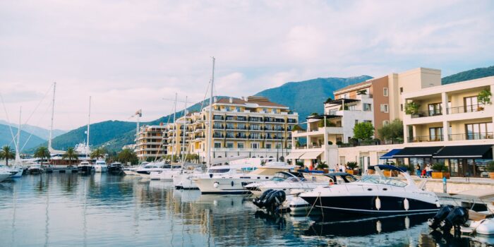 Yacht Porto Montenegro. Elite area of Tivat in Montenegro